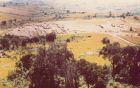 View of the tented camp from the hill where the road started.