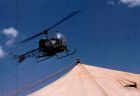 Helicopter over the tented camp Malawi